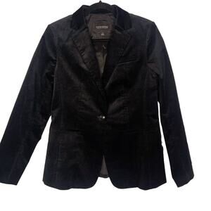 Banana Republic Womens Size 4 Black Velvet Long and Lean Blazer Single Button